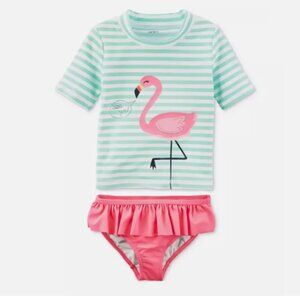 Carters Kids Girls Flamingo Tankini Two Piece Swimsuit Multicolor Size 24M 00043
